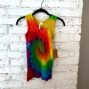 NWT Exist Rainbow Prismatic Tie Dye Ribbed Tank Top